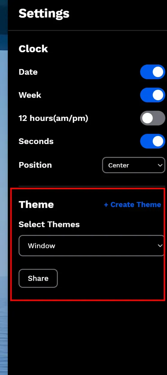 settings theme
